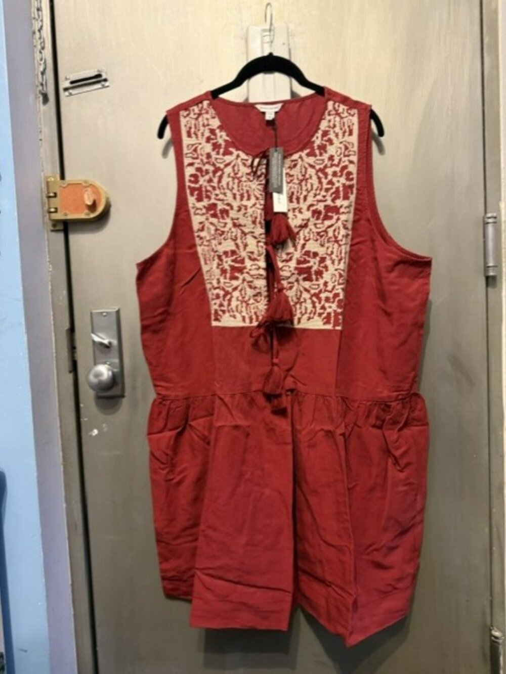 Retro Embroidered Tencel & Linen Mini Dress - Picture 4 of 16